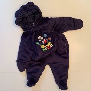 Disney Baby MICKEY Snow Suit 0-3M Navy Blue Like New